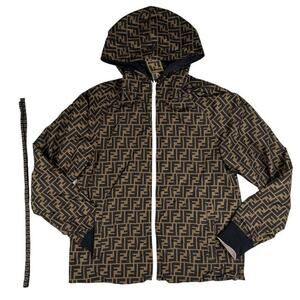 Fendi Rama NY Reversible Windbreaker in Black & Brown